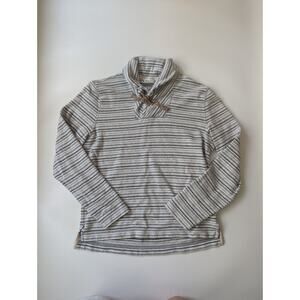 Club Monaco Medium Striped Collared Sweatshirt With Toggle Closure 100% Cotton